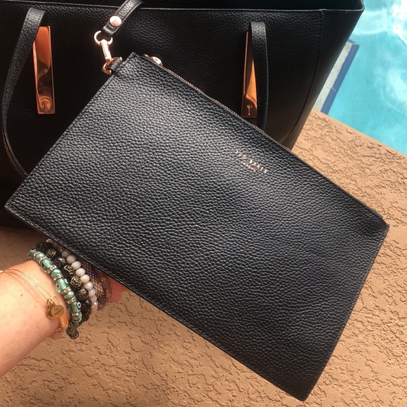 Ted Baker Sarahh Leather Shopper + Large Leather Pouch/Clutch in Black - Picture 11 of 16